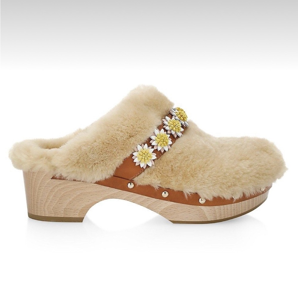 Fabrizio Viti Jean shearling daisy clogs like new size 38 made in Italy auth!